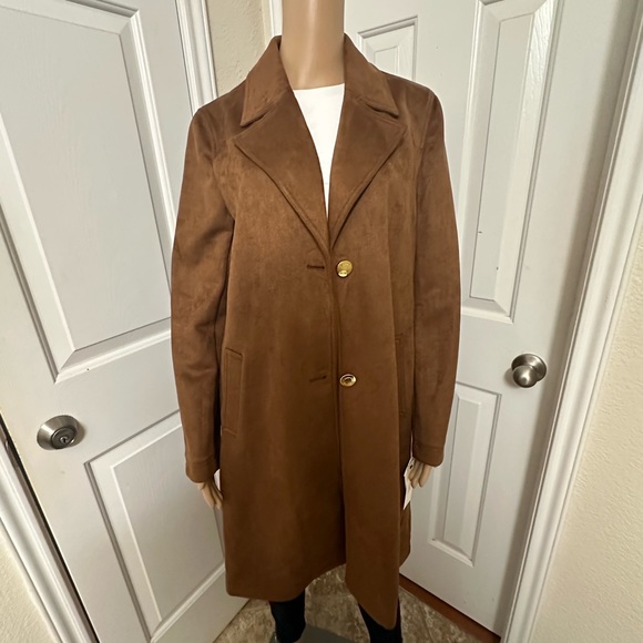 New Kenneth Cole New York Women's Brown suede Jacket with Knit Sleeve - Sz. M - Picture 1 of 9